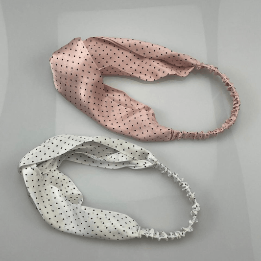 bandeau en soie blanc et bandeau en soie rose