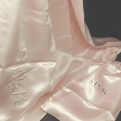 taie d'oreiller en soie rose rectangle